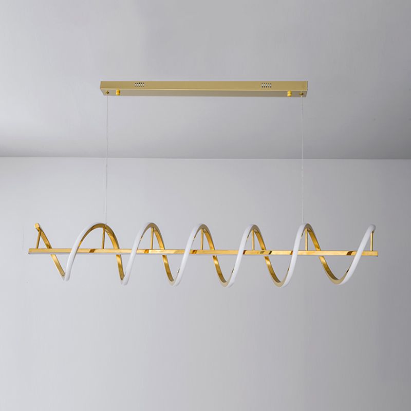 Minimalism Hanging Light Gold LED Island Light Fixture for Dining Room