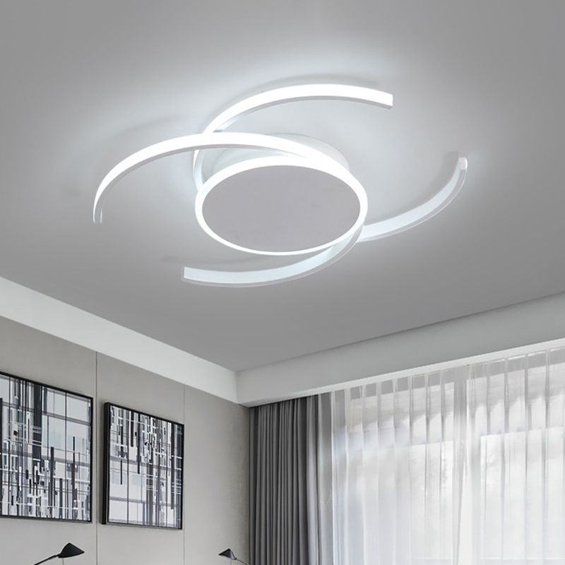 Minimalista de semi flush en forma de C blanco Dual 16 "/19.5" /23.5 "Acrílico LED de ancho cerca de la lámpara de techo con luz cálida/blanca