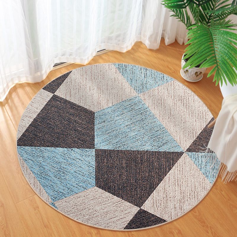 Contemporary Geometric Pattern Rug Multicolor Polyester Rug Non-Slip Backing Washable Pet Friendly Carpet for Bedroom
