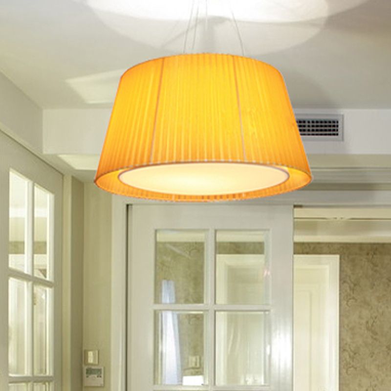 Geel dubbele frustum hangende lamp Modernistisch 1 hoofd verzamelde stof hanger plafondlicht