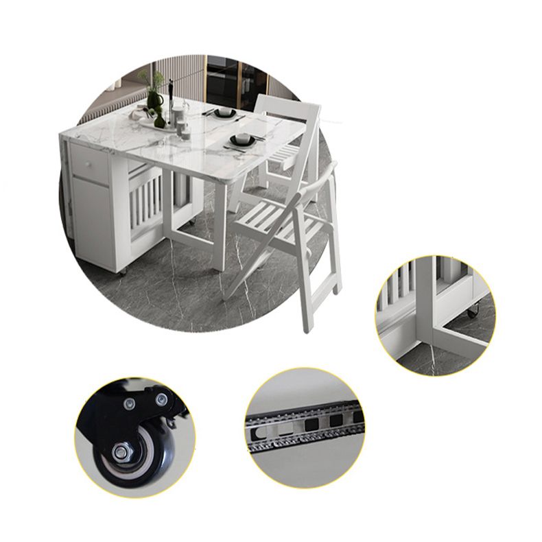 Forma rectangular de 59 pulgadas Mesa de comedor moderna de mediados de siglo Tono blanco