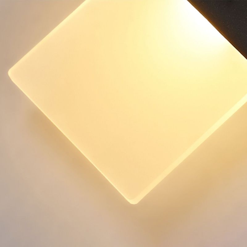 LED Modern Metal Wall Sconce Rectangle Shape Wall Lamp with Acrylic Shade for Courtyard