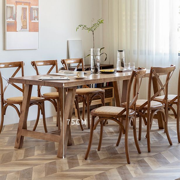 Rectangle Solid Wood Dining Table Modern Pine Table in Nature with Double Pedestal
