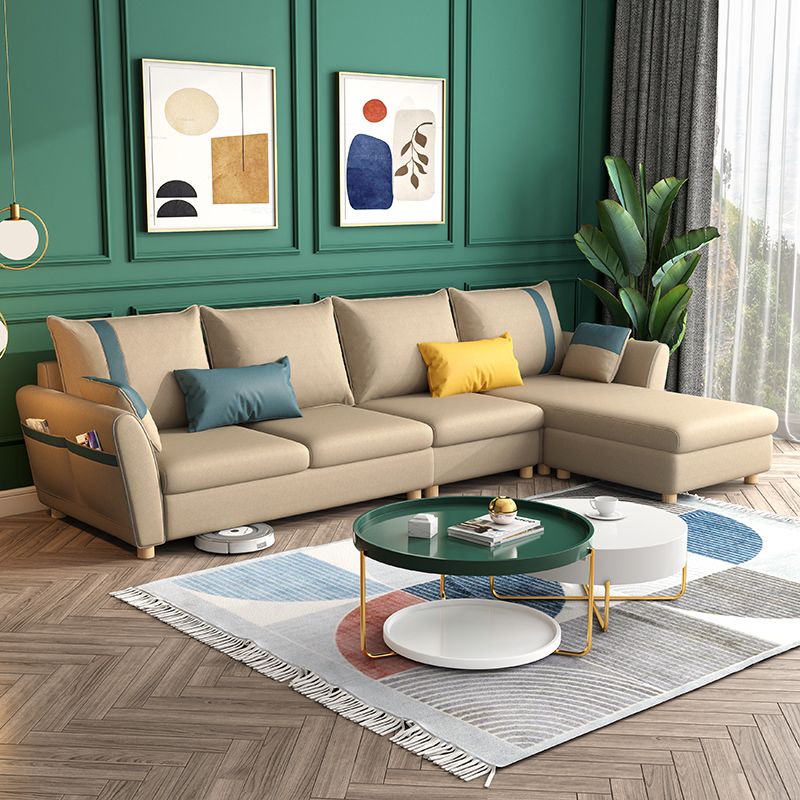 Fabric Cushion Back Sectional Sofa 29.53"High Tuxedo Arm Sofa with Storage