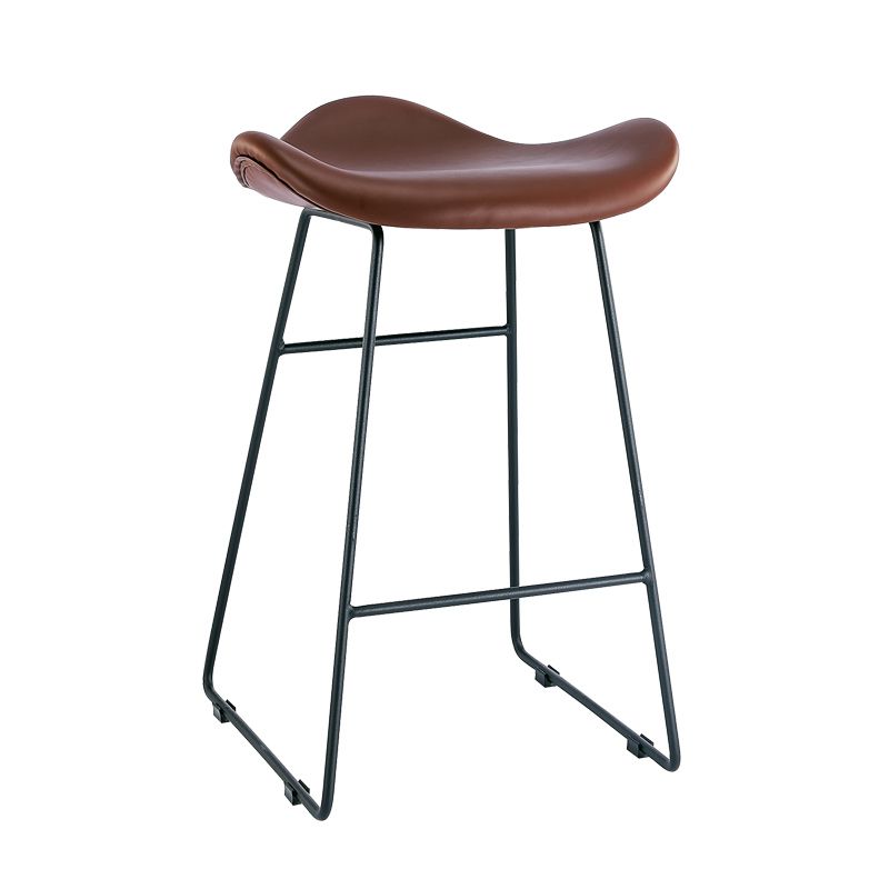 Armless Faux Leather Bar Stool Modern Counter Stool with Metal Counter Stool