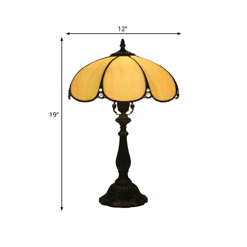 Lampe à table festonée beige baroque élégant coche simple tache de nuit en verre pour chambre à coucher