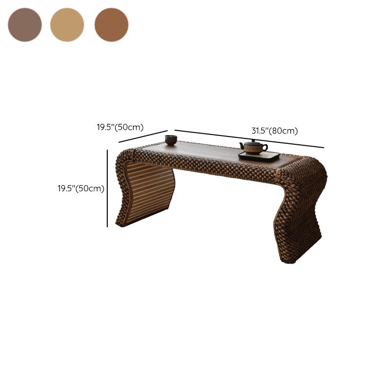 Contemporary Style Rectangle Patio Table Wicker in Brown for Home