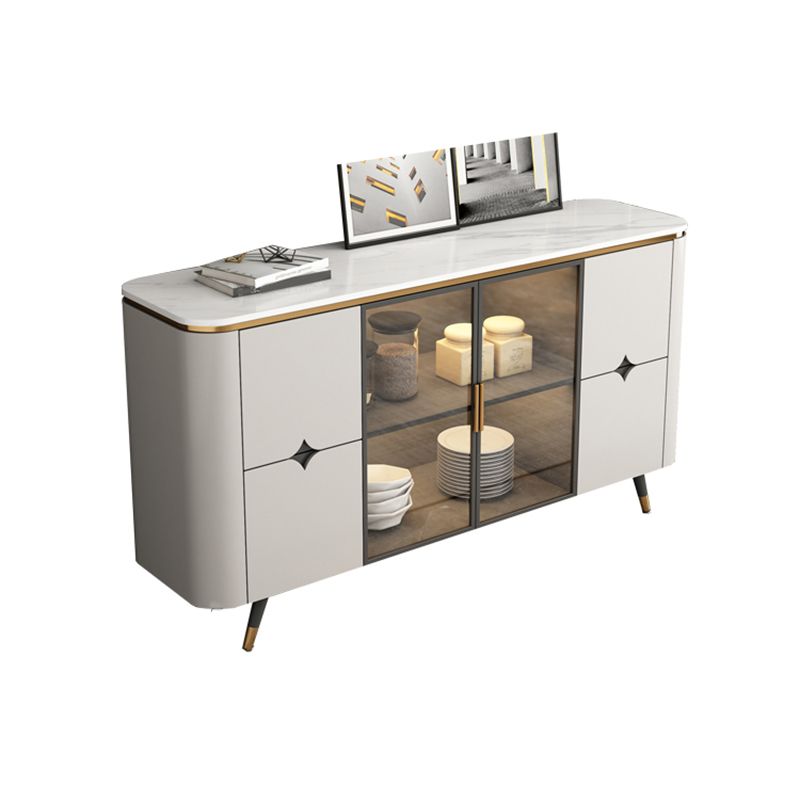 Glam Sideboard Cabinet with Drawers Beige Sideboard Table for Kitchen