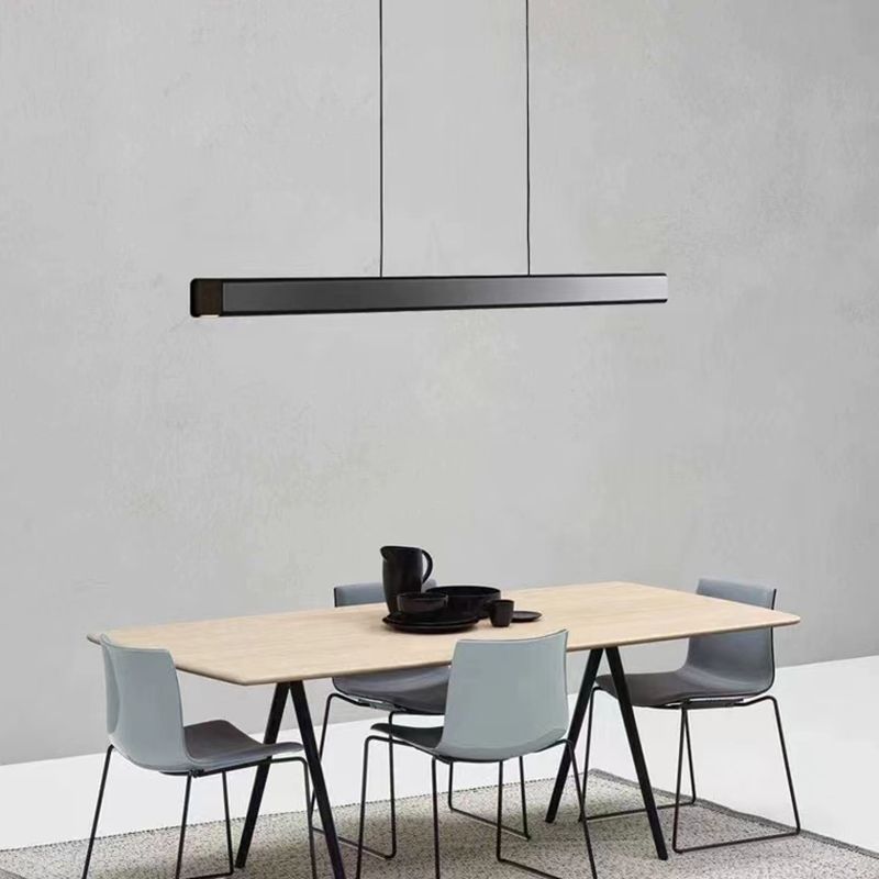 1 Light Linear Hanging Lamp Modern Minimalist Metal Pendant Light