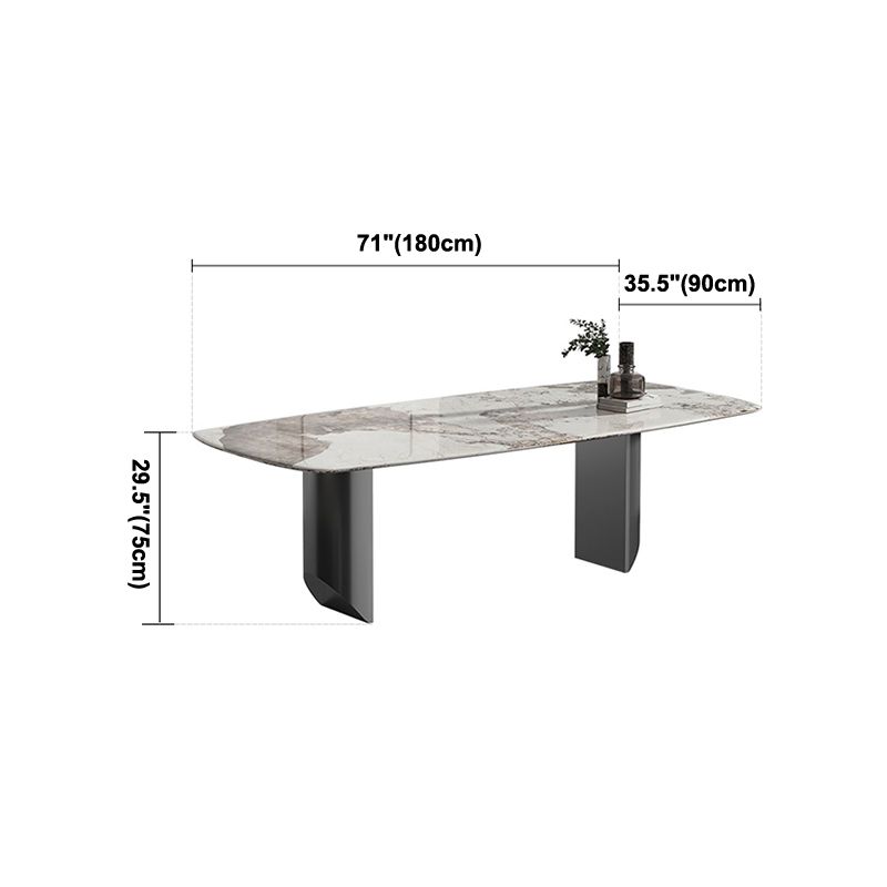 Mesa de mesa de piedra sinterizada de lujo con pedestal gris doble