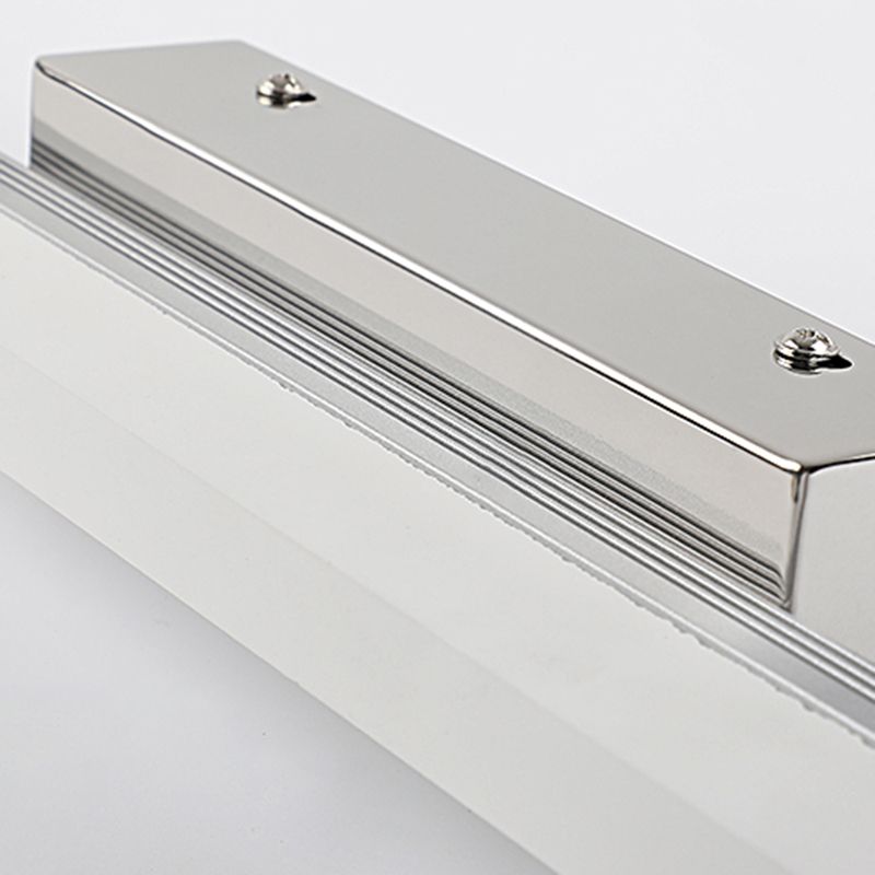 Linear Shape Vanity Light Modern Metal 1 Light LED Mirror Light for Bathroom in Silver