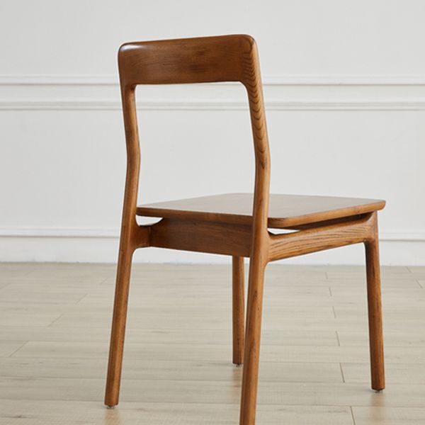 Indoor Solid Wood Dining Side Chair Brown Open Back Dining Side Chair