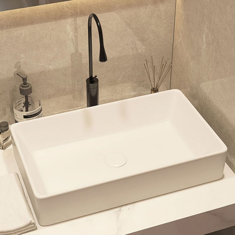 Modern Style White Bathroom Sink Rectangle Ceramic Bathroom Sink