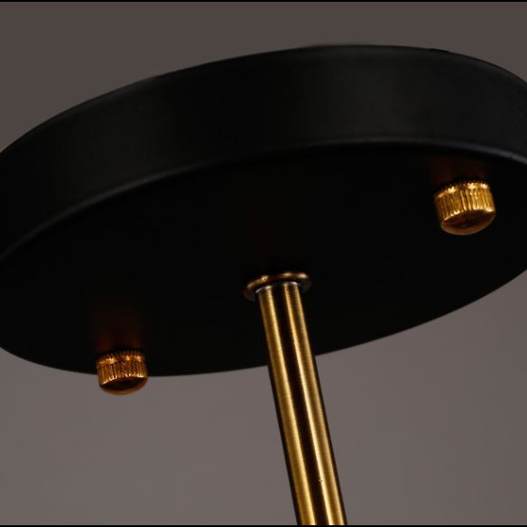 Semi Flush Anhänger leichter Vintage Style Hall Halbflush Mount Light mit Kegelmetallschatten in Schwarz