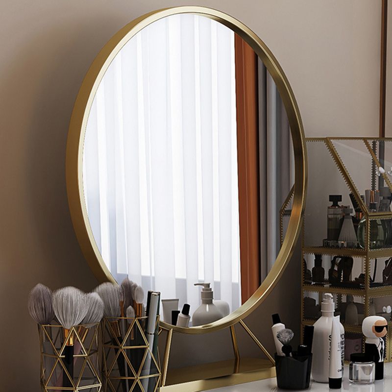 Glam Wood Vanity Table in White 31.5" H Dressing Table with Mirror and Stool