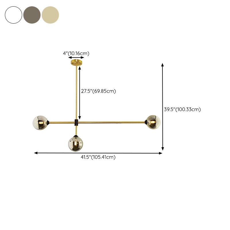 Linear Shape Pendant Lighting Modern Style Metal 3/4 Lights Hanging Lamp in Gold
