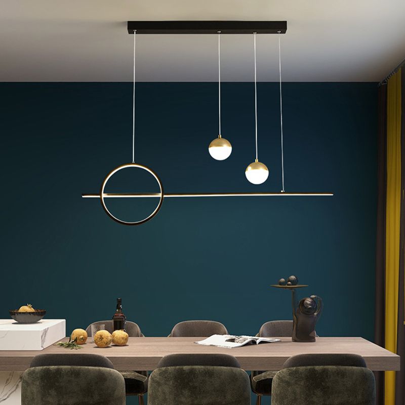 Metal and Acrylic Pendant Ceiling in Black / Gold Post Modern Kitchen Island Fixture