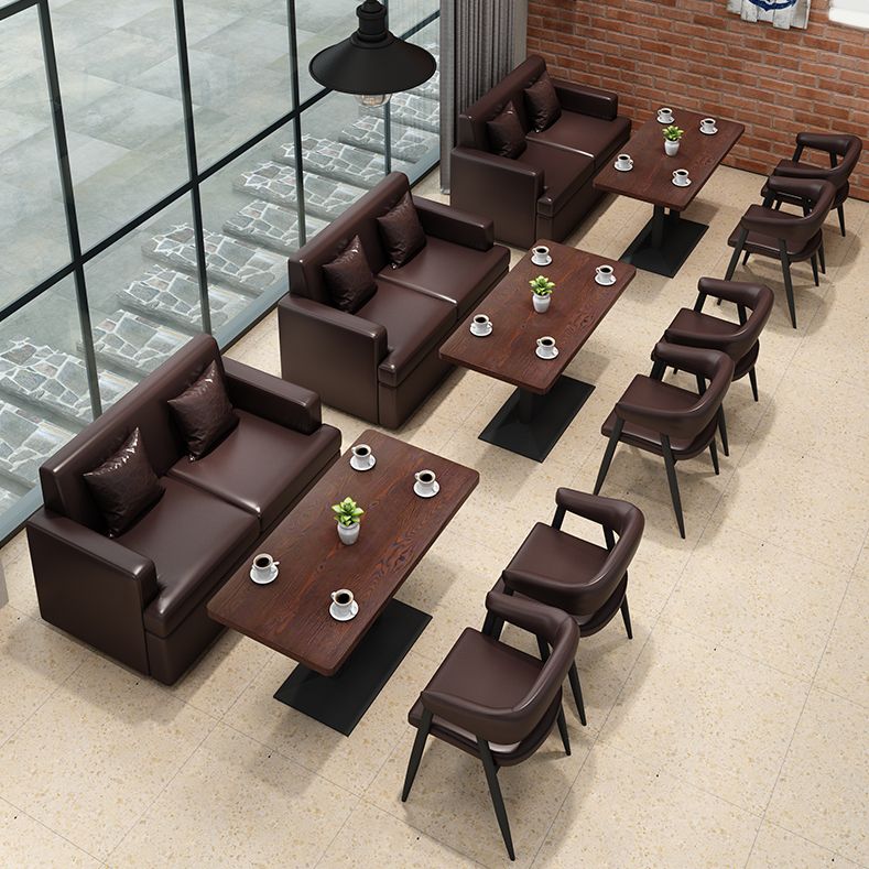 Industrial Wooden Dinner Room Kitchen Table Brown Pedestal Table for Dining Room