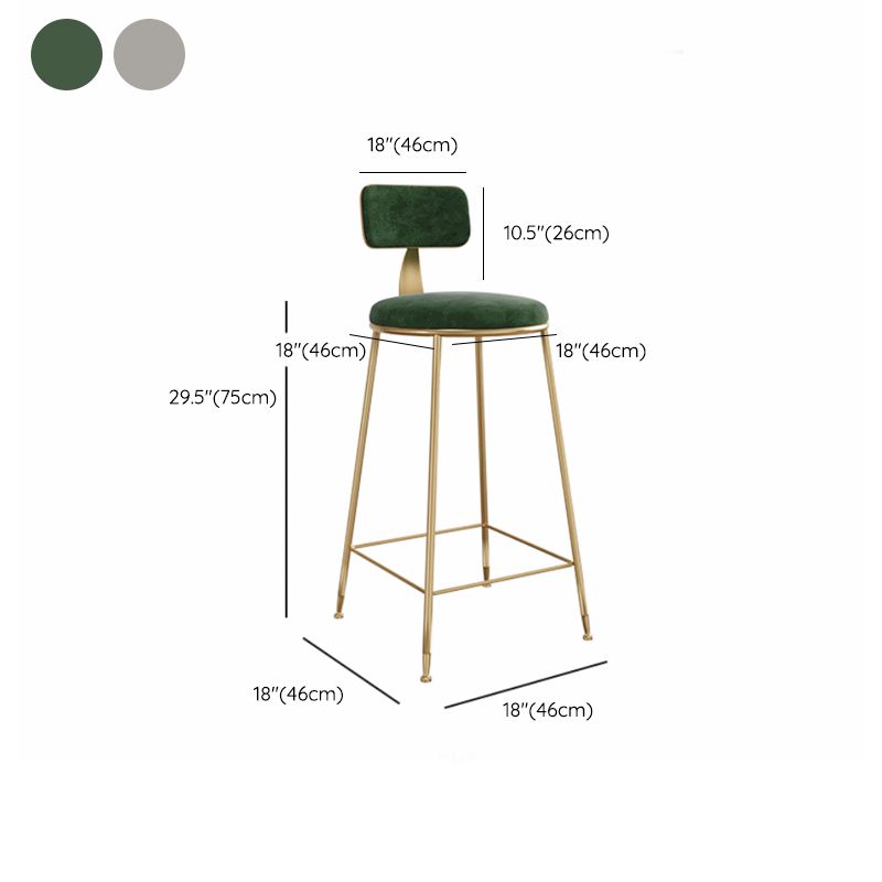 Glam Style Upholstered Counter Stool Armless Bar Stool with Footrest