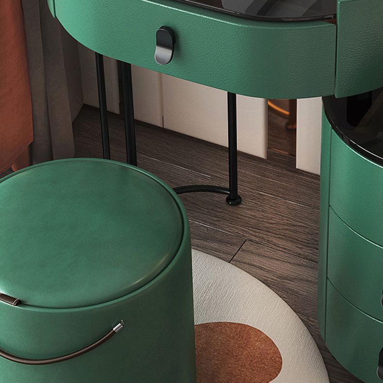 Mirrored Glass Makeup Counter Lighted Mirror Vanity Dressing Table with Drawer