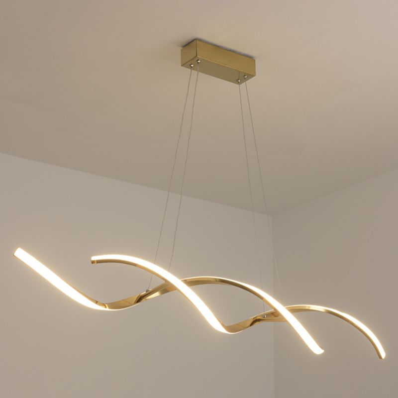 Strip Shape Island Lamp Modern LED Island Hanging Light with Silica Gel Shade for Bedroom