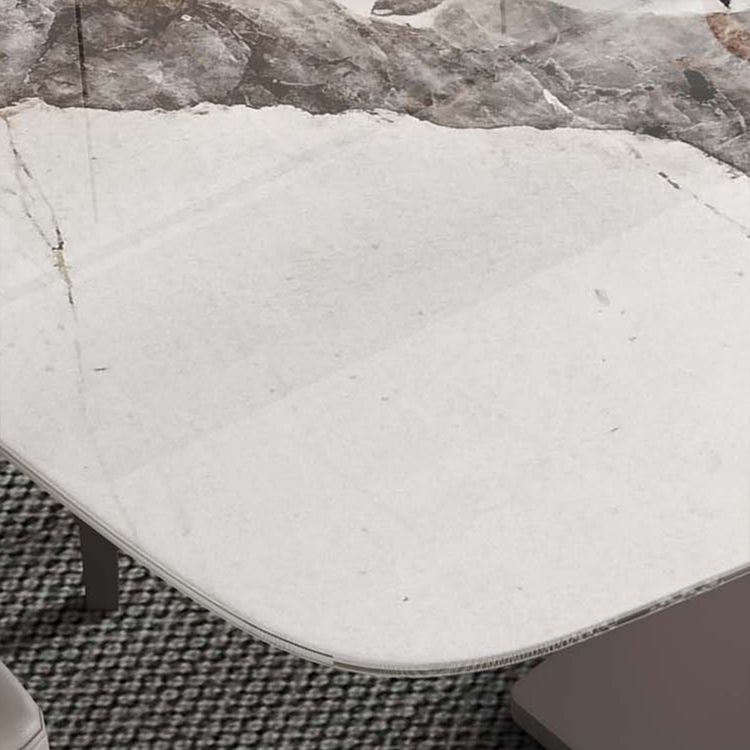 Luxury 1/4/5/6/7 Pieces Dining Set Sintered Stone Dining Table Set with Leather Chairs