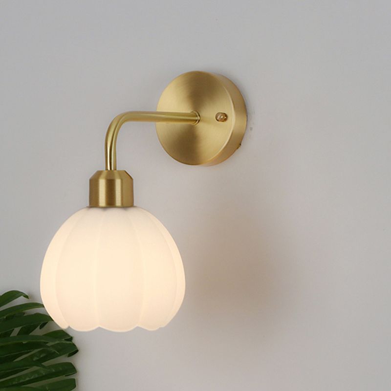 Nordic Style Wall Light Bell Shape Wall Lamp with Glass Shade for Bedroom