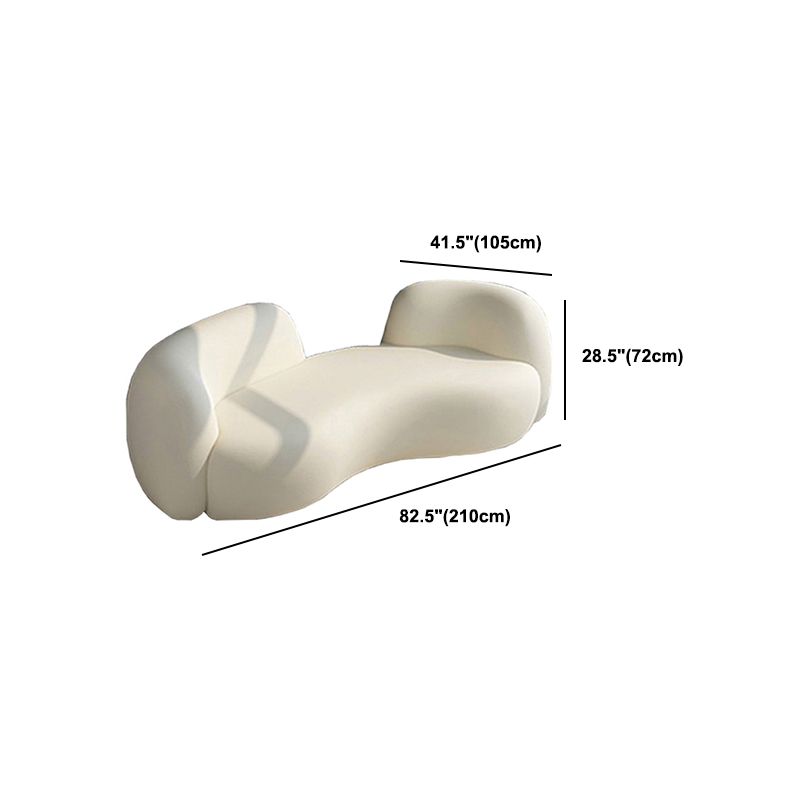 Recessed Arm Curved Sofa for Apartment Beige Contemporary Sofa
