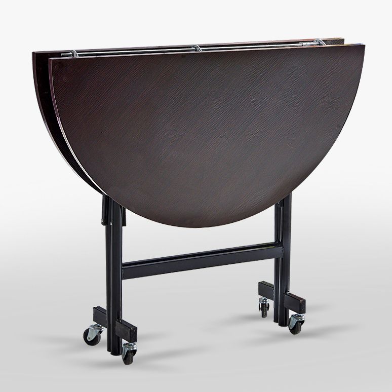 Mid-Century MDF Kitchen Dining Table Round Shape Standard Dining Table with Double Pedestal Base
