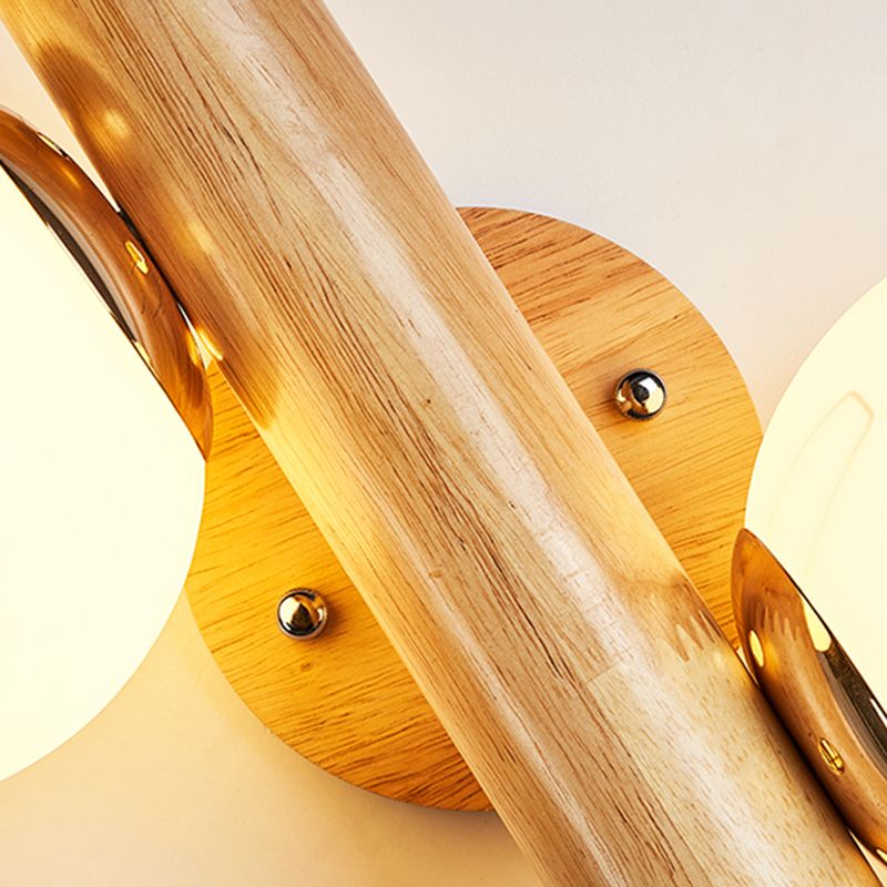 Nordic Style Wooden Vanity Light Ball Shape Vanity Lamp for Shower Room