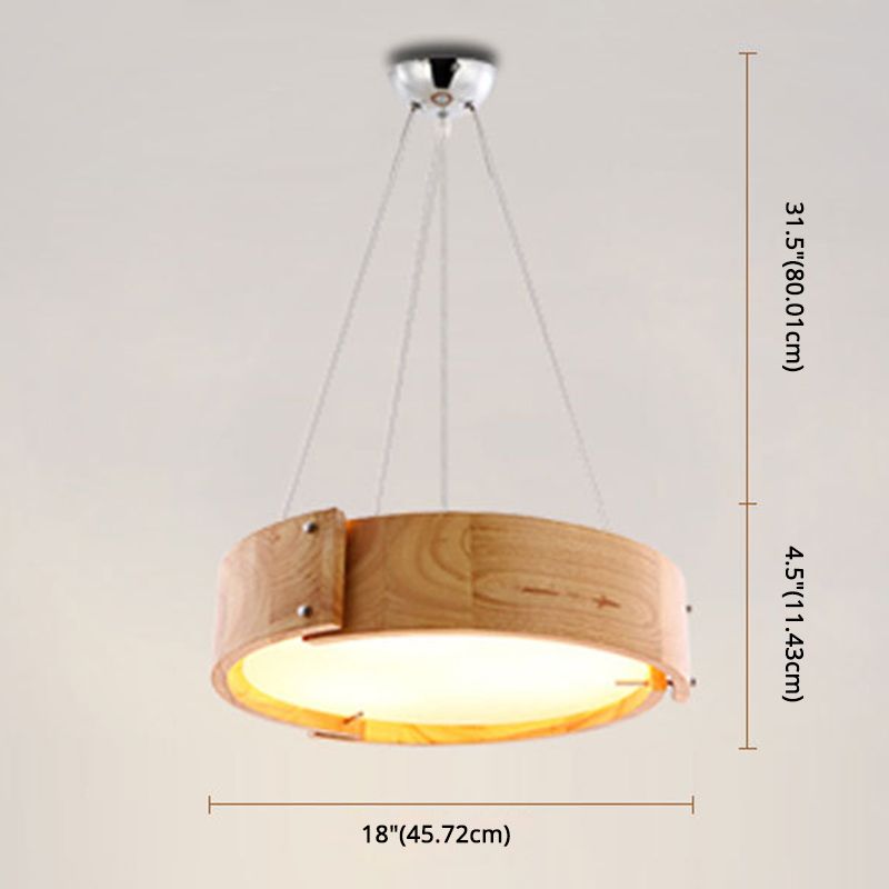 Madera natural 1 luz colgante de luz moderia simple techo de techo de tambor para restaurante para restaurante