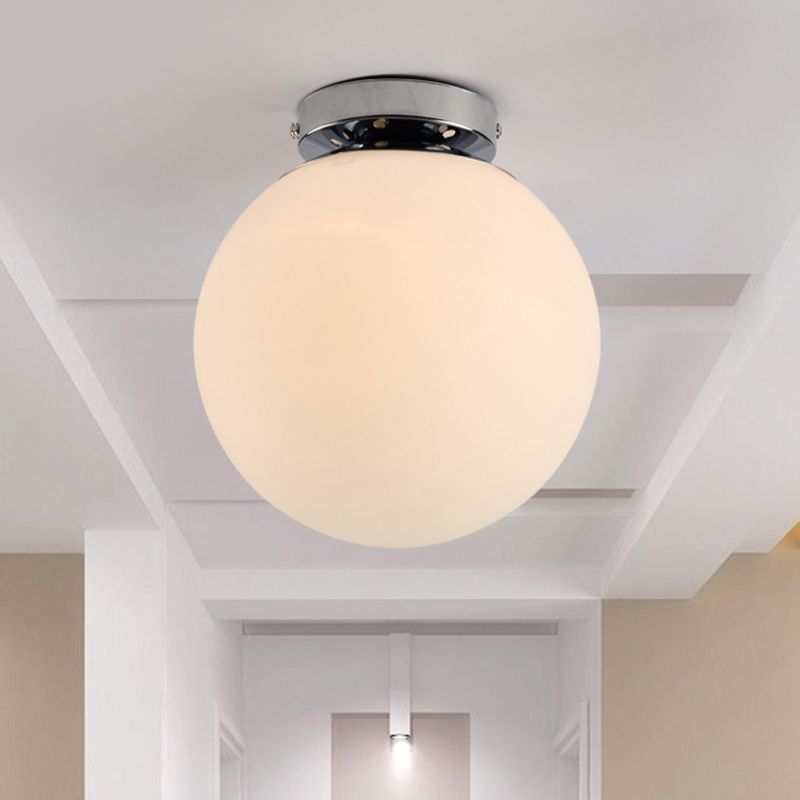 Plafonnier encastré pour allée sphérique, luminaire moderne en verre blanc