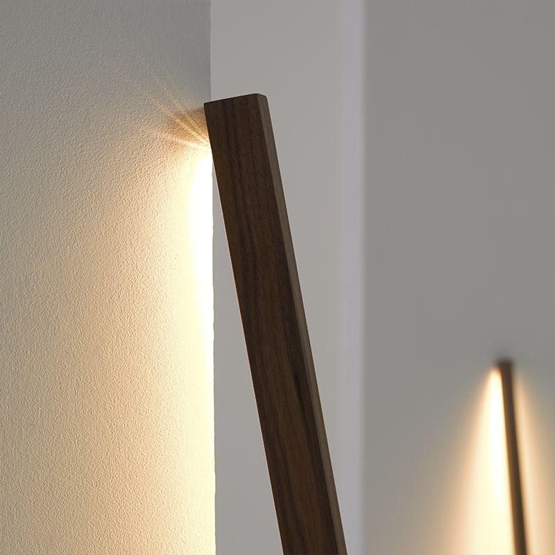 1 Light Linear Floor Lamp Contemporary Wood Standard Lamps for Bedroom