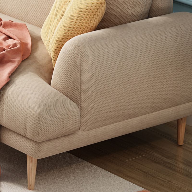 Recessed Arm Cushion Back Contemporary Cotton Living Room Sofa