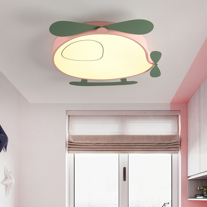 Cartoon vliegtuigvormige plafondlamp metalen babykamer LED-inbouwlamp met acryl diffuser