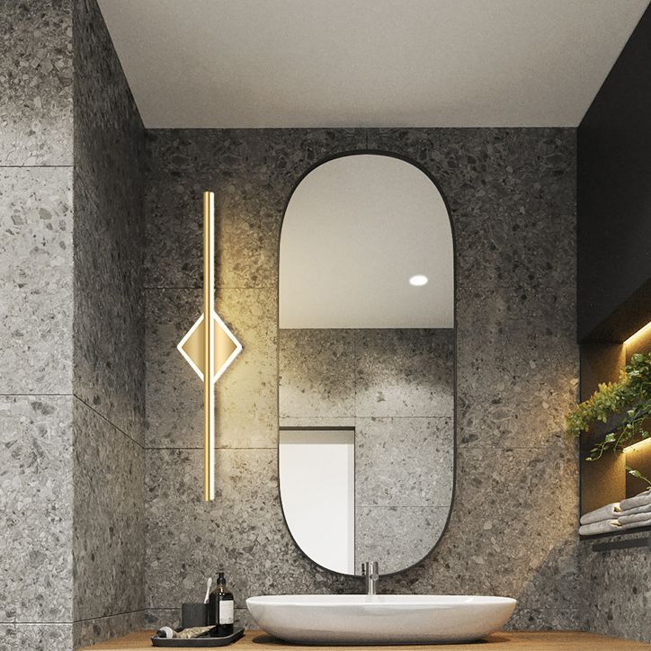 Lampade per vanità per bagno lineare in stile Luxury Mid-secolo Lampadele per vanità in metallo con finitura oro in oro