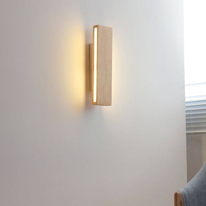 Single Modernism Beige Finish Wall Mounted Sconce Wooden Wall Light