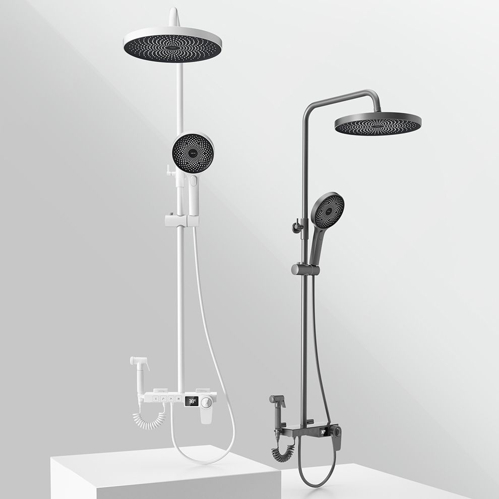 Shower System Round Adjustable Spray Pattern Massage Jet Handheld Shower Head Shower Trim