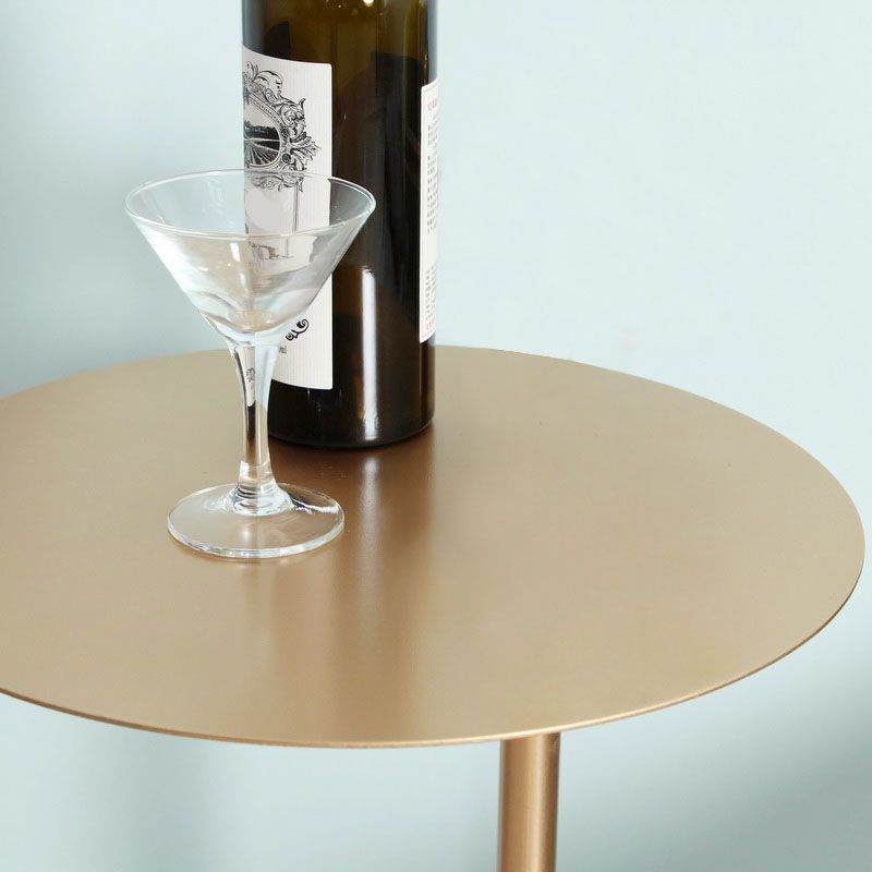 Metal Round Top Side Table 23.6" Tall Marble Pedestal End Table