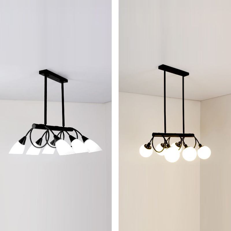 Glass Shaded Island Lighting Fixture Minimalist Style White Island Pendant Light