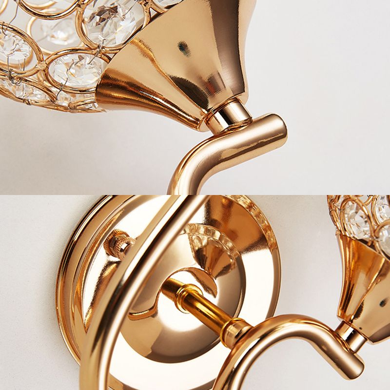 2 piezas/set de la sala de estar esférica. Lámpara de pared de estilo moderno de cristal en oro