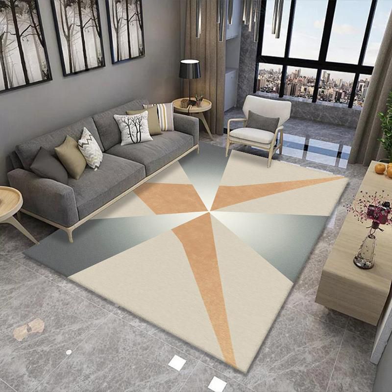 Dark Blue Geometric Rug Polyester Modern Rug Washable Rug for Drawing Room