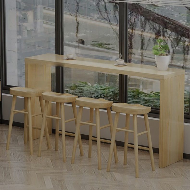 Modern 1/5/9 Pieces Bar Table Set Rectangle Pine Wood Counter Table for Milk Tea Shop