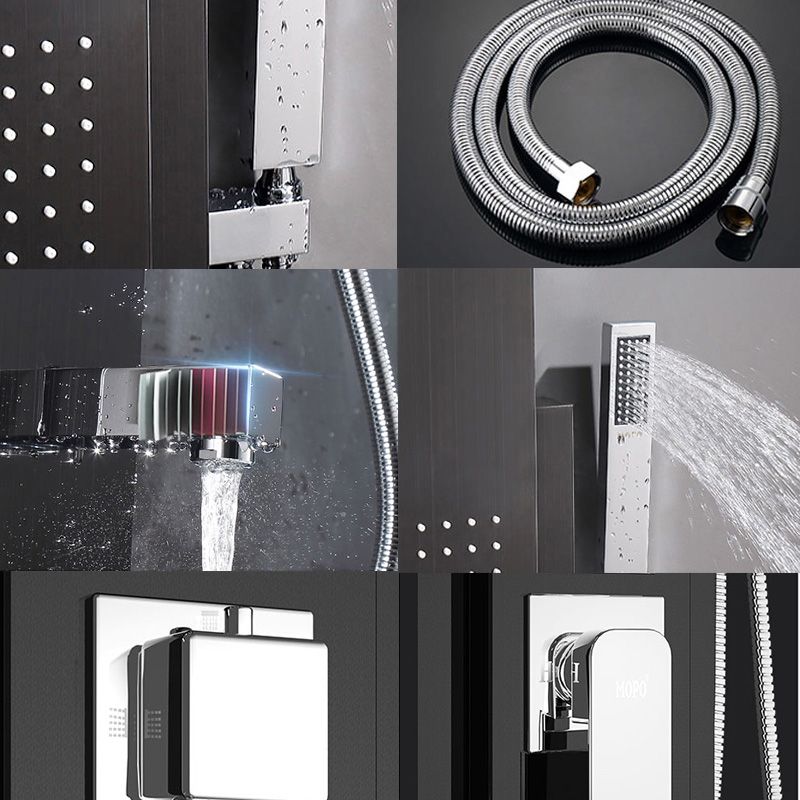 Contemporary Shower System Slide Bar Dual Shower Head Thermostatic Wall Mounted Shower Set