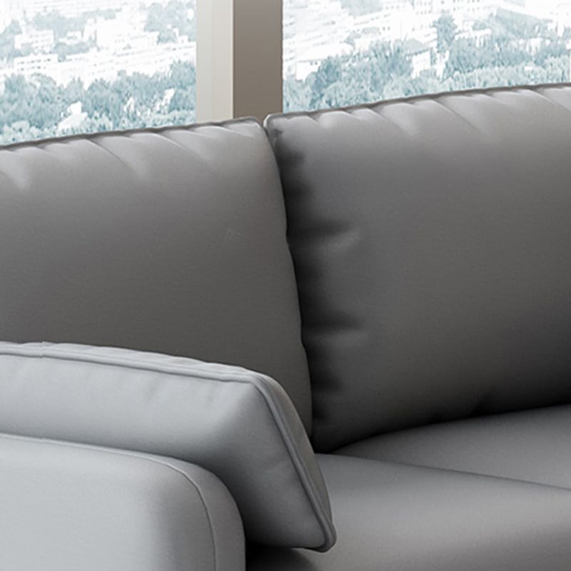 3-Seater Faux Leather Sofa Mid Century Loose Back Square Arm Settee