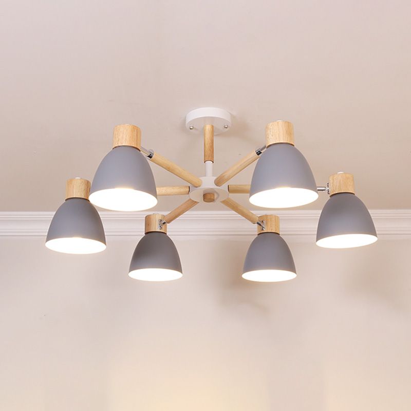 Bell Chandelier Light Fixtures Macaroon Multi-Head Hanging Lamps with Aluminum Shade