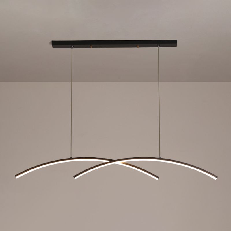 Contemporary Island Light Linear Metal 2 Light Island Lights for Kitchen