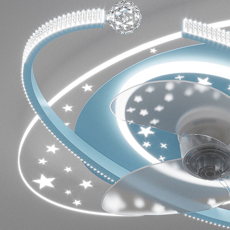 Modern Oval Ceiling Fan Light Metal 1 Light LED Ceiling Fan for Children's Room