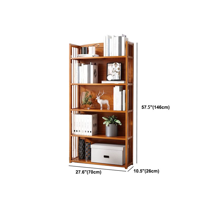 Modern Vertical Bamboo Shelf Etagere Espresso Shelf Bookcase for Bedroom