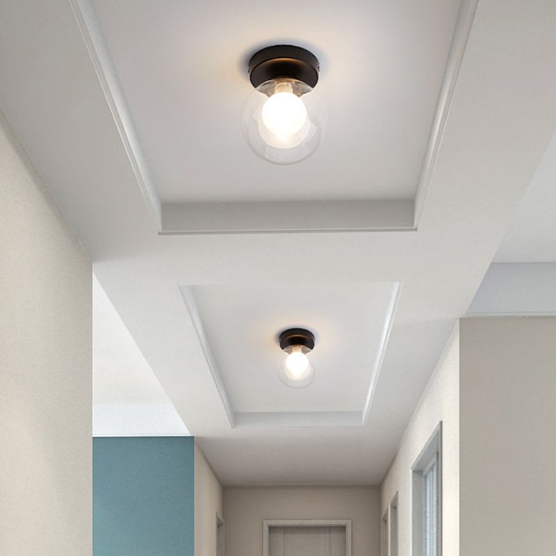 Plafonnier encastré pour allée, plafonnier de style moderne avec abat-jour rond en verre